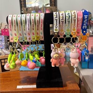 Kids Cartoon Keychain Bracelet Set
